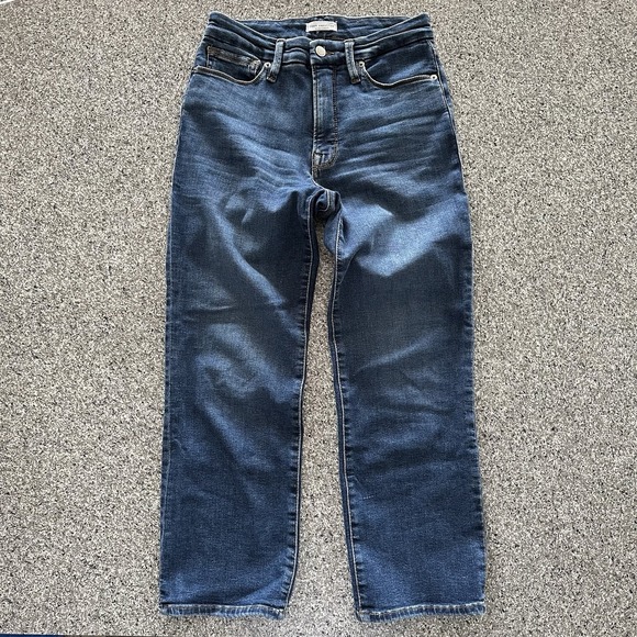 Good American Jeans Womens 4 27x24 Good Petite Straight Mid Rise Stretch Blue - Picture 3 of 9